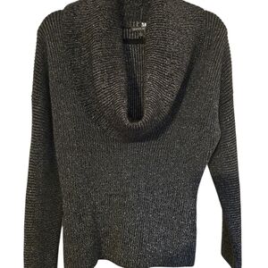Lafayette 148 New York Metallic Black Cowl Neck Sweater